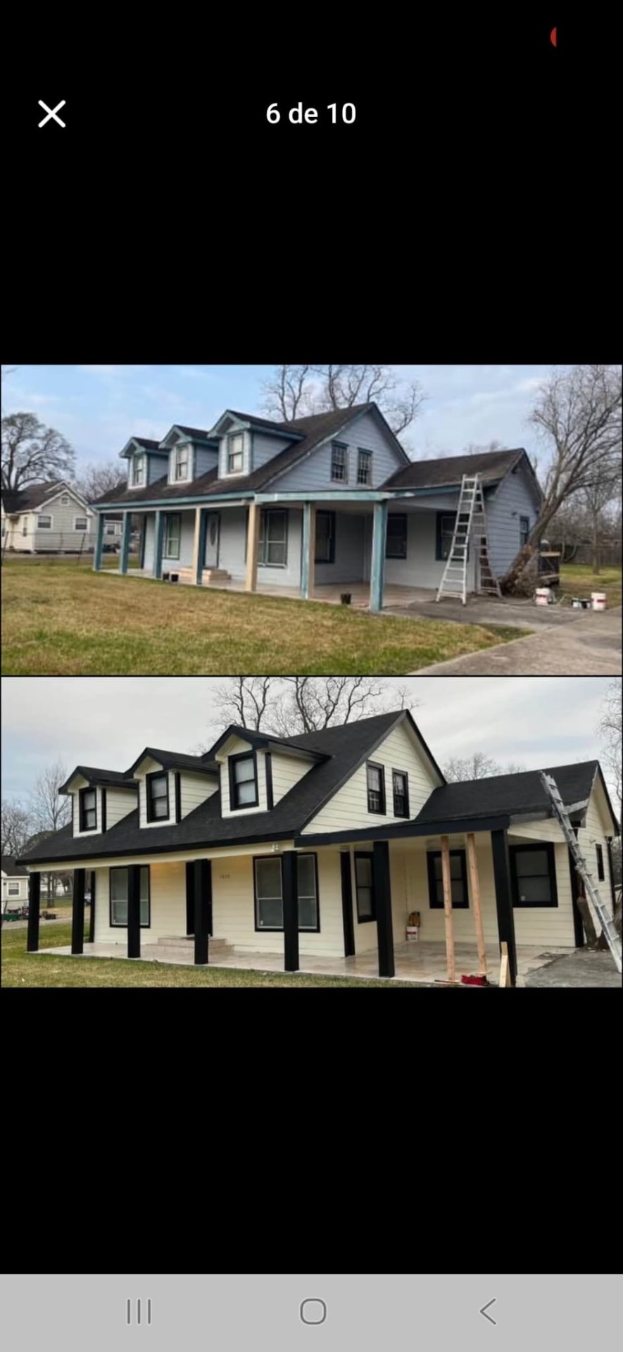Before and after exterior repaint by Dominguez Painting in Houston